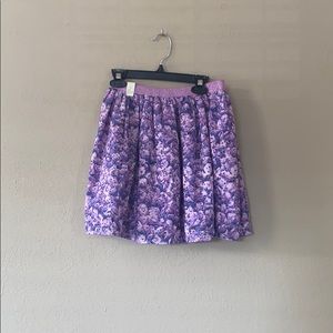 purple floral skirt